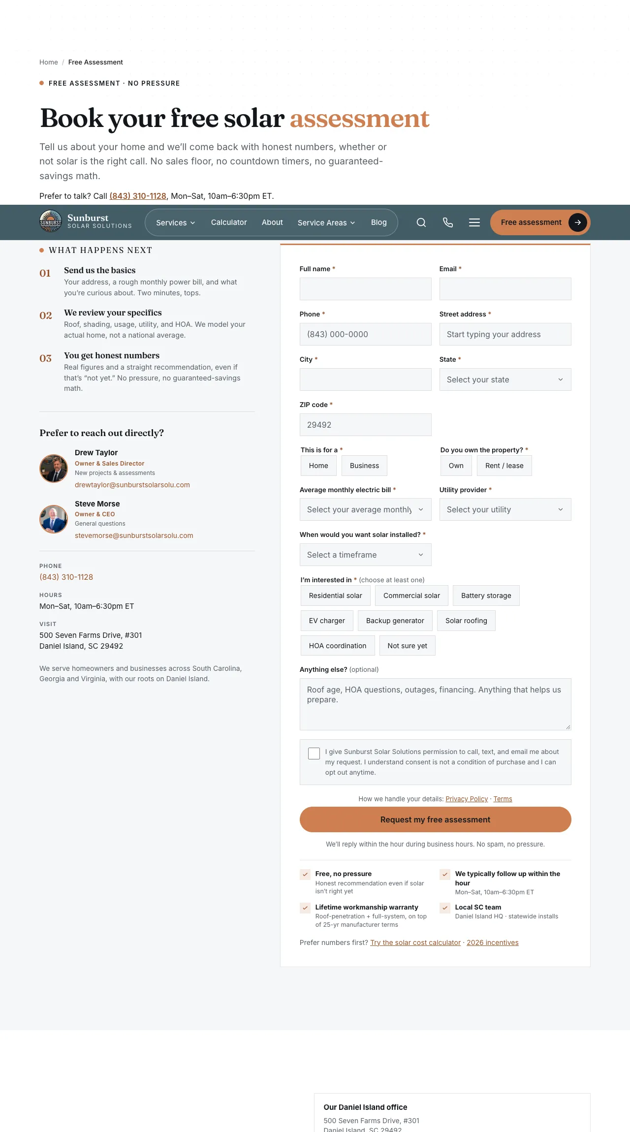 Top of the long assessment page