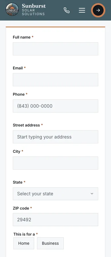Long assessment form on mobile, seven text fields before the first choice
